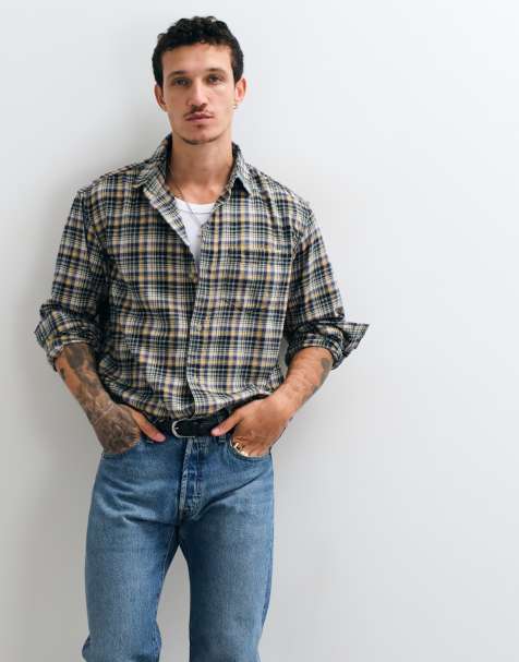 GAP relaxed fit flannel checked shirt in navy  - view 1