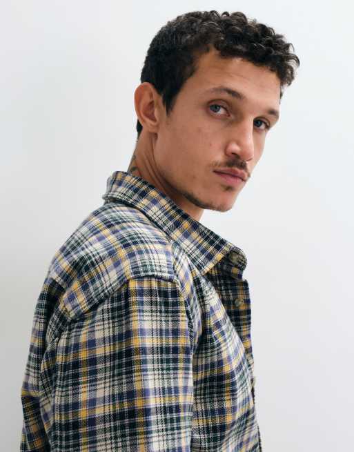 GAP relaxed fit flannel checked shirt in navy , 2 of 5
