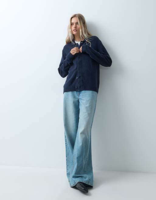 GAP relaxed fit knitted cardigan in navy, 3 of 4