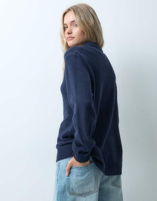 GAP relaxed fit knitted cardigan in navy, 4 of 4