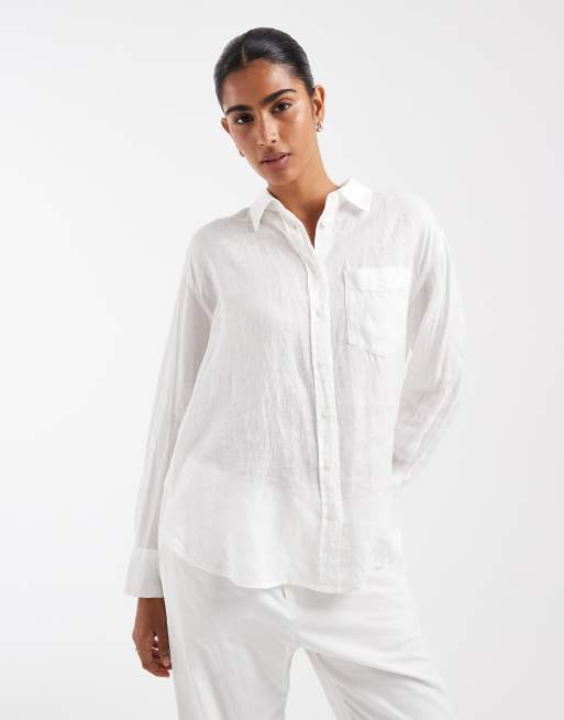 GAP relaxed fit linen mix shirt in white, 2 of 4