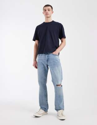 Gap Relaxed Straight Leg Jeans In Blue