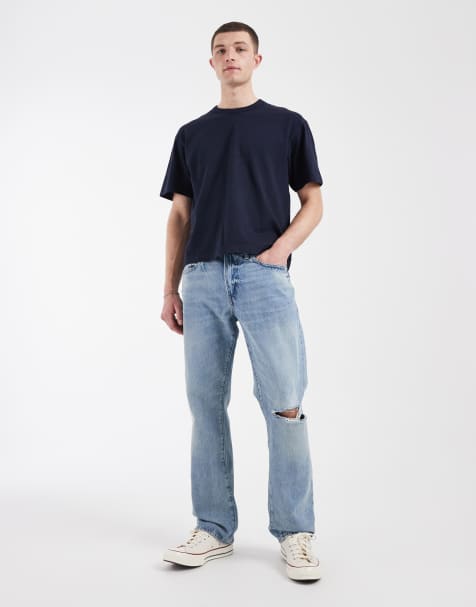 GAP relaxed straight leg jeans in mid wash blue