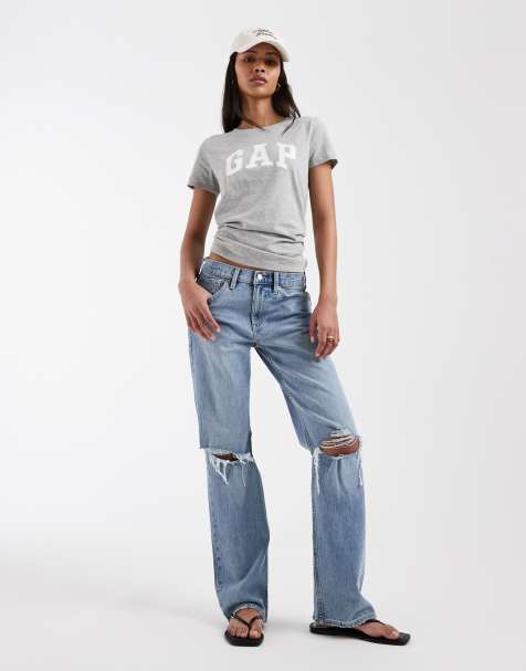 GAP relaxed straight leg jeans in washed indigo - view 1