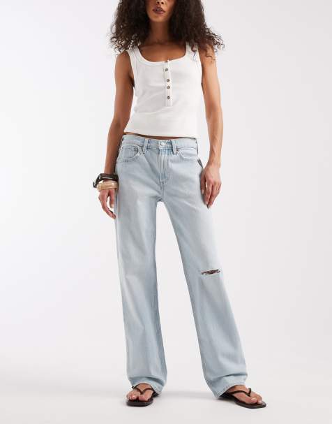 GAP relaxed straight leg jeans in washed light blue - view 1
