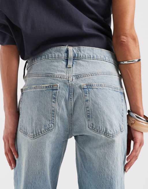 GAP relaxed straight leg jeans in washed mid blue, 4 of 5