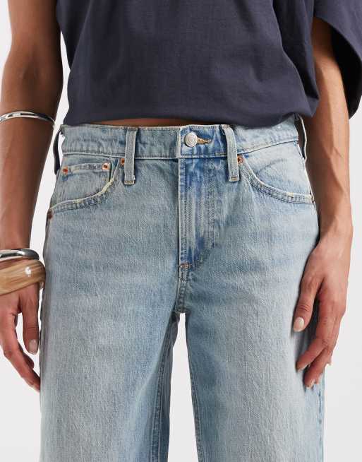 GAP relaxed straight leg jeans in washed mid blue, 5 of 5