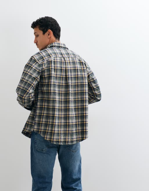 GAP relzed fit flannel checked shirt in navy , 5 of 5