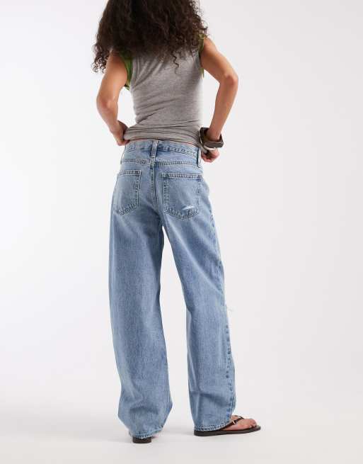 GAP ripped wide leg jeans in light blue, 2 of 5