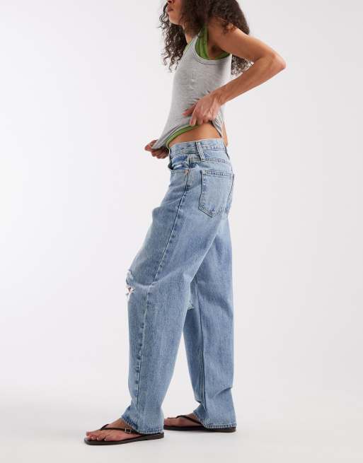 GAP ripped wide leg jeans in light blue, 3 of 5