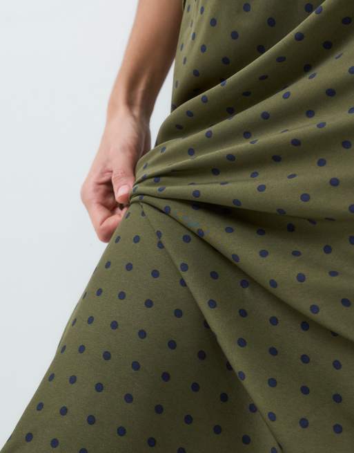 GAP satin maxi skirt in khaki polka dot, 3 of 5