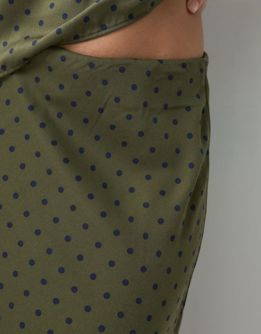 GAP satin maxi skirt in khaki polka dot, 5 of 5