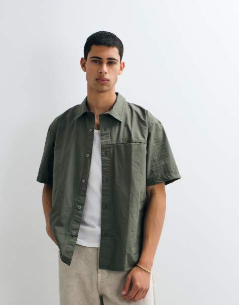 GAP short sleeve poplin shirt in khaki green - view 1