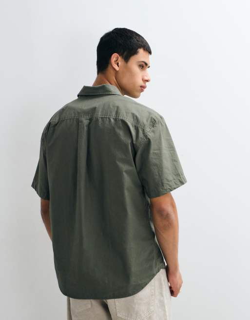GAP short sleeve poplin shirt in khaki green , 3 of 5