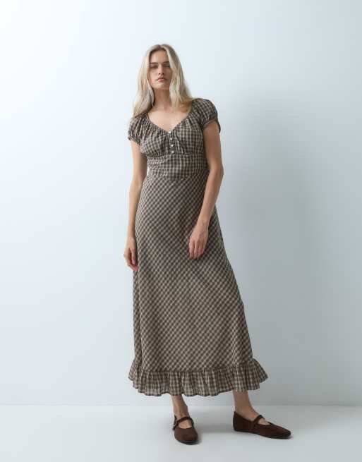 GAP short sleeve v-neck maxi dress in plaid, 3 of 4