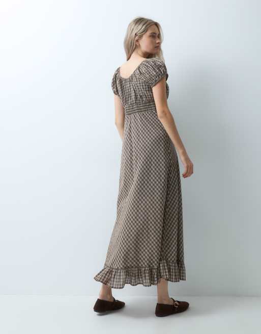 GAP short sleeve v-neck maxi dress in plaid, 4 of 4