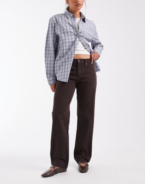 GAP slim fit barrel leg jeans in chocolate - view 1