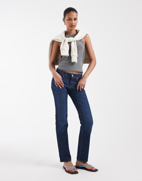 GAP straight leg jeans in dark wash blue