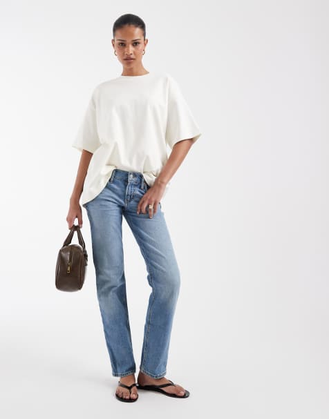 GAP straight leg jeans in mid wash blue - view 1