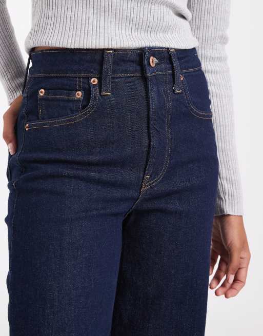GAP stride wide leg jeans in dark indigo blue, 4 of 5
