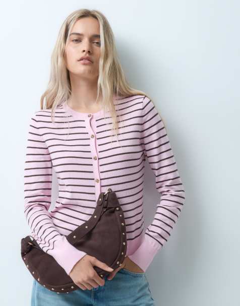 GAP striped knitted cardigan in pink - view 1