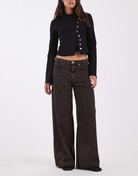 GAP super baggy pleated jeans in espresso wash - view 1
