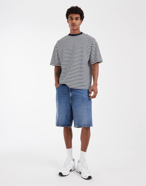 GAP supersoft baggy denim jorts in mid wash blue, 2 of 5