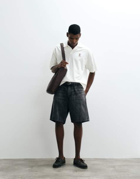 GAP supersoft baggy denim jorts in washed black - view 1