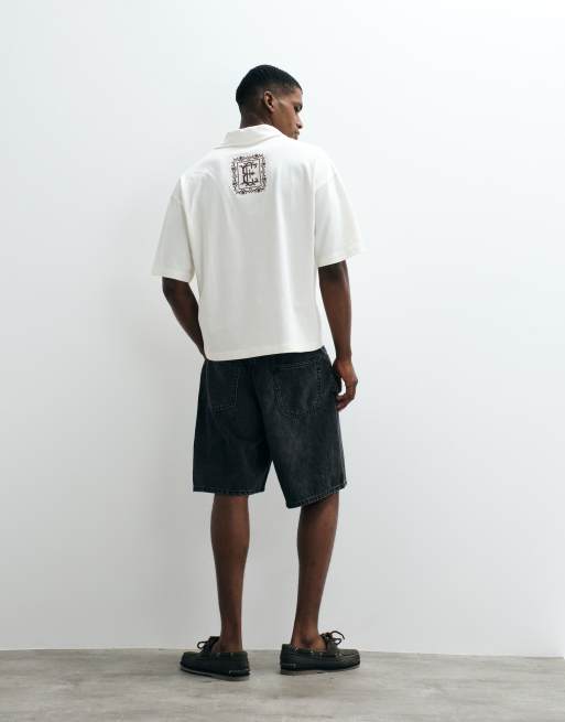 GAP supersoft baggy denim jorts in washed black, 2 of 5