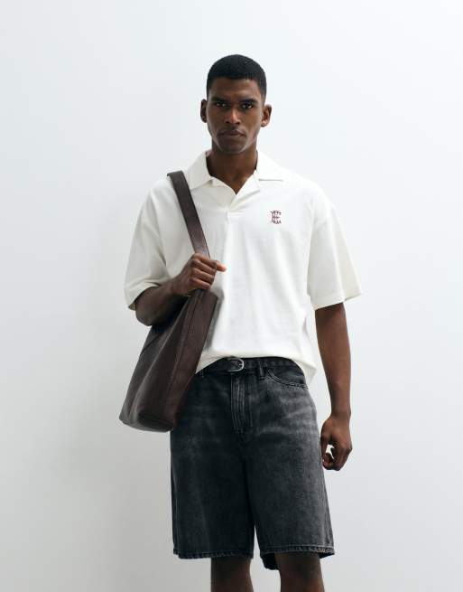 GAP supersoft baggy denim jorts in washed black, 4 of 5