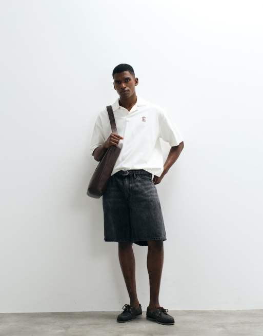 GAP supersoft baggy denim jorts in washed black, 5 of 5