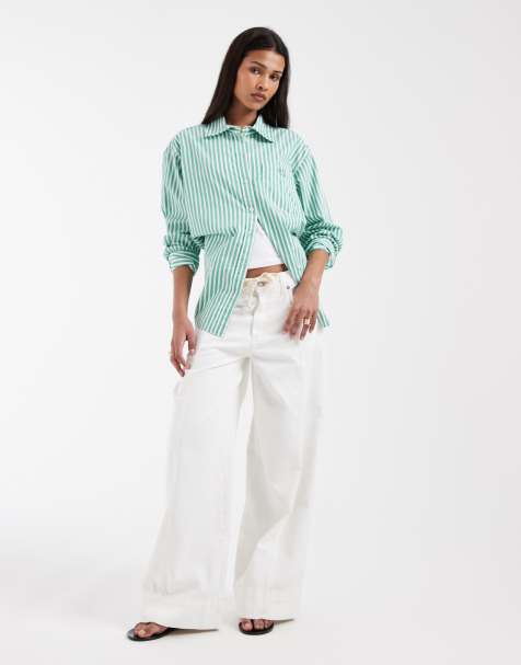 GAP tie waist drawstring baggy jeans in white
