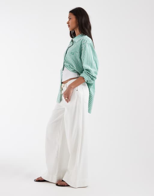GAP tie waist drawstring baggy jeans in white, 2 of 5
