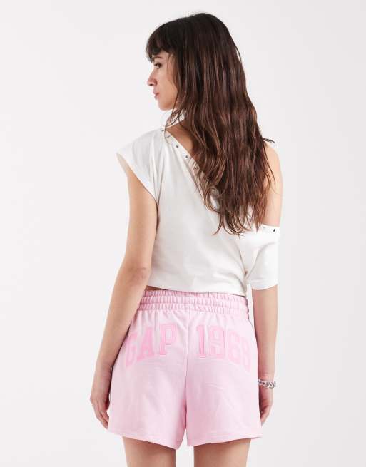 GAP tie waist jogger shorts in pink, 5 of 5