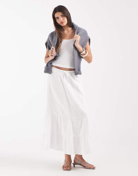 GAP tie waist linen look maxi skirt in white - view 1