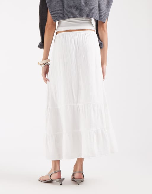 GAP tie waist linen look maxi skirt in white, 3 of 5