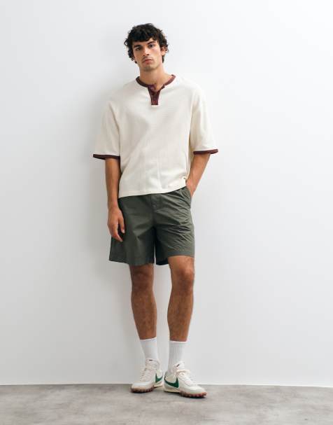 GAP tie waist poplin shorts in khaki green - view 1