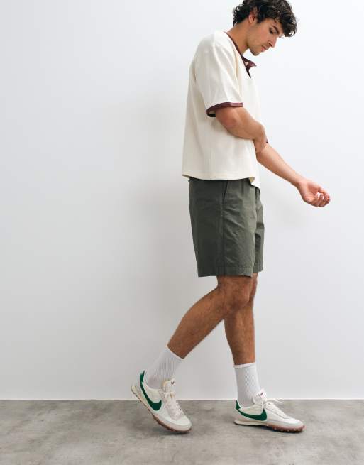 GAP tie waist poplin shorts in khaki green , 2 of 5