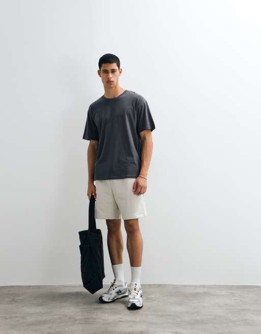 GAP tie waist shorts co-ord in grey, 4 of 5