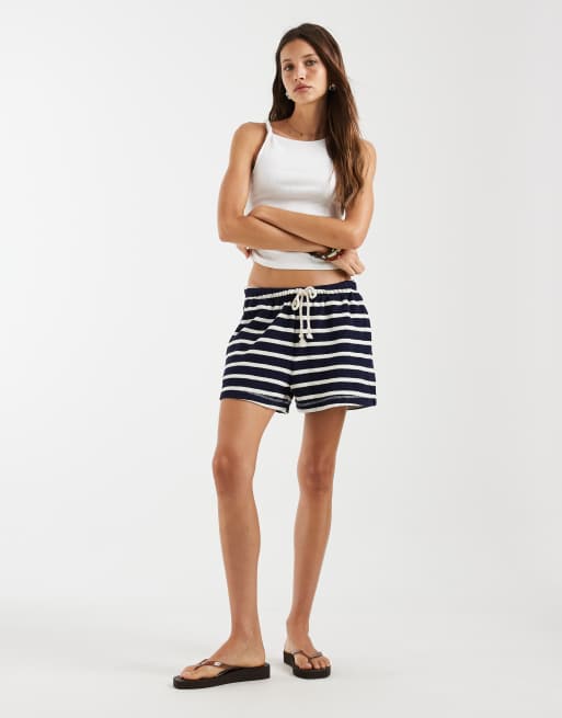 GAP tie waist shorts in blue stripe, 2 of 5