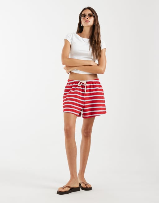 GAP tie waist shorts in red stripe, 2 of 5