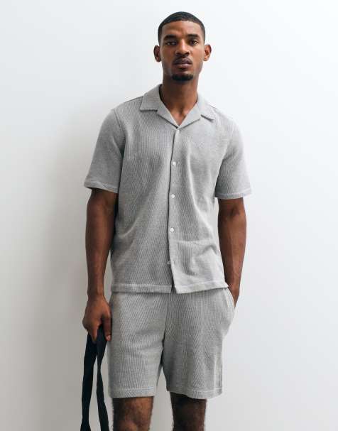 GAP towelling shirt co-ord in black and white stripe - view 1