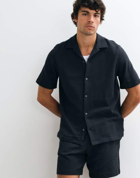 GAP towelling shirt co-ord in black - view 1