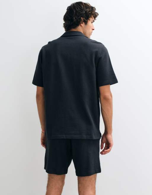 GAP towelling shirt co-ord in black, 4 of 5