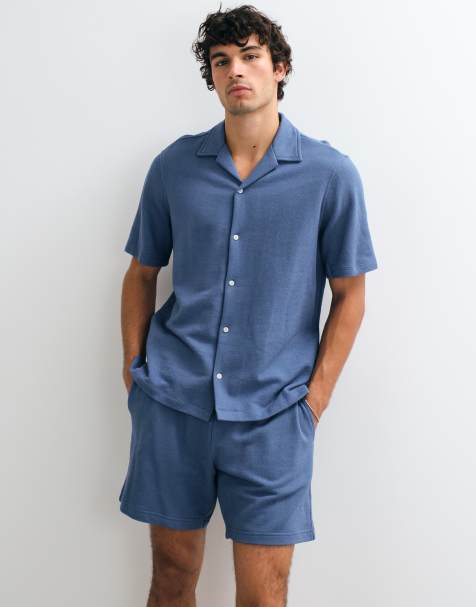 GAP towelling shirt co-ord in blue - view 1