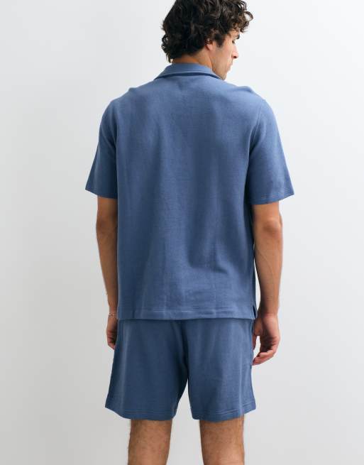 GAP towelling shirt co-ord in blue, 4 of 5