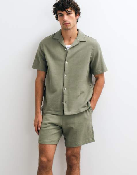 GAP towelling shirt co-ord in khaki green - view 1