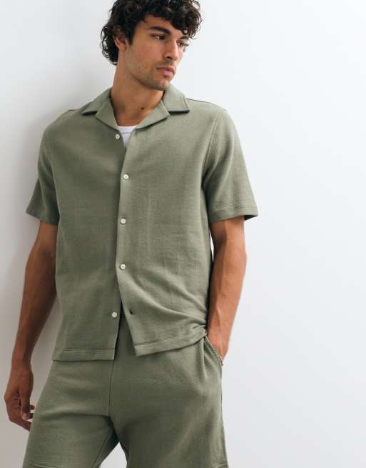 GAP towelling shirt co-ord in khaki green, 4 of 5