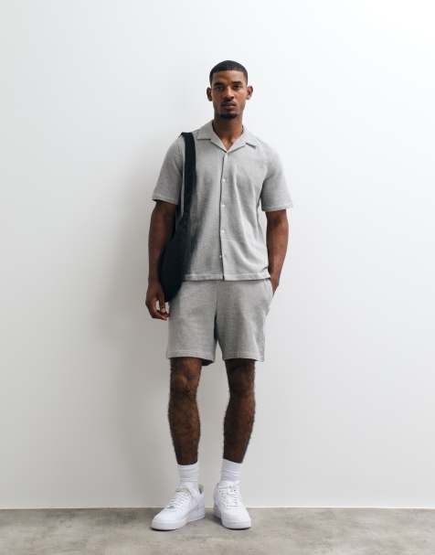 GAP towelling tie waist shorts co-ord in black and white stripe - view 1