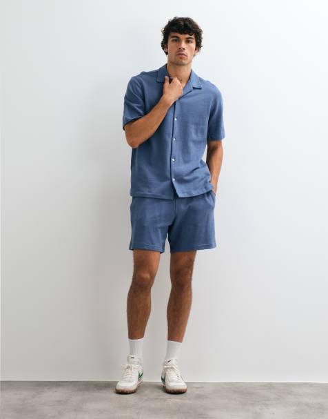 GAP towelling tie waist shorts co-ord in blue - view 1